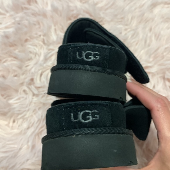 UGG Greer Black Suede Upper Velcro Slides - Picture 6 of 9